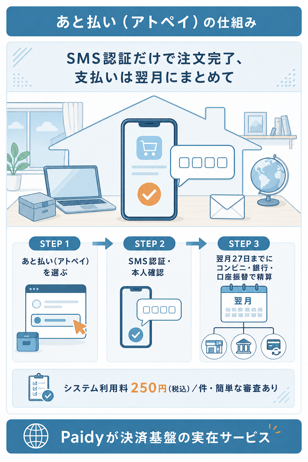 図解：あと払い（アトペイ）の仕組みと手数料・審査