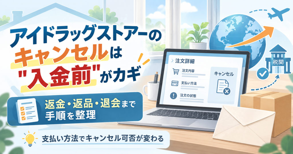 アイドラッグストアーのキャンセル可否を整理したアイキャッチ