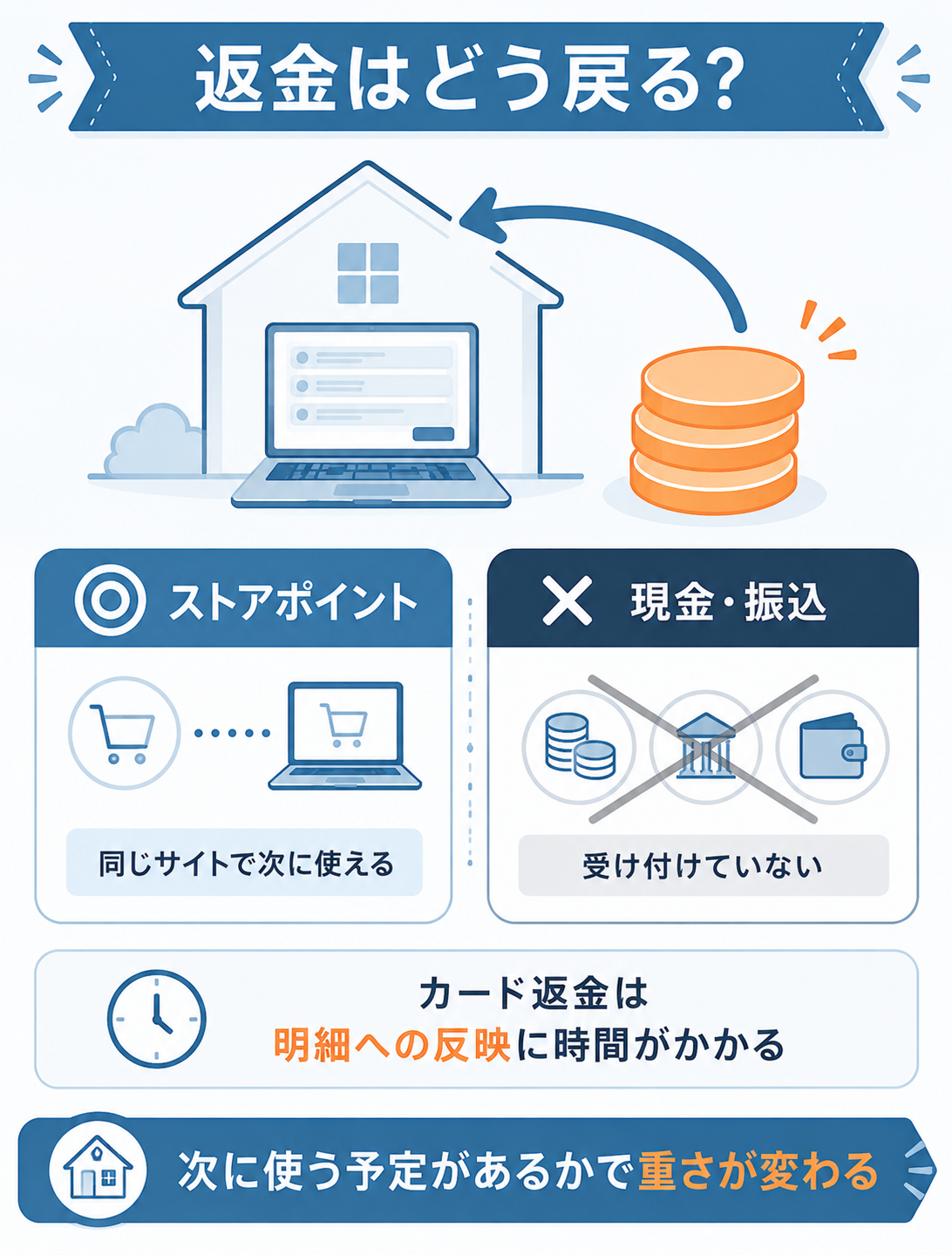 返金がストアポイントで行われる仕組みの図解