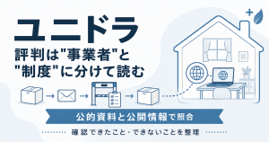 ユニドラの評判を事業者の話と制度の話に切り分けて整理した図解